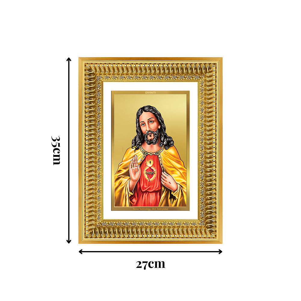 Diviniti 24K Gold Plated Jesus Christ (Classic) Divine Wall Frame for Home Mandir & Office Decor | Luxury Spiritual Gift