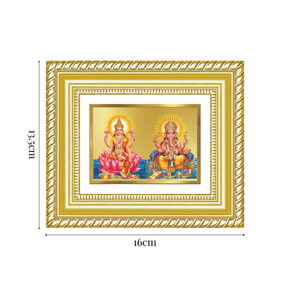 Diviniti 24K Gold Plated Lakshmi Ganesha Divine Table Top Frame for Home Mandir & Office Decor | Luxury Spiritual Gift