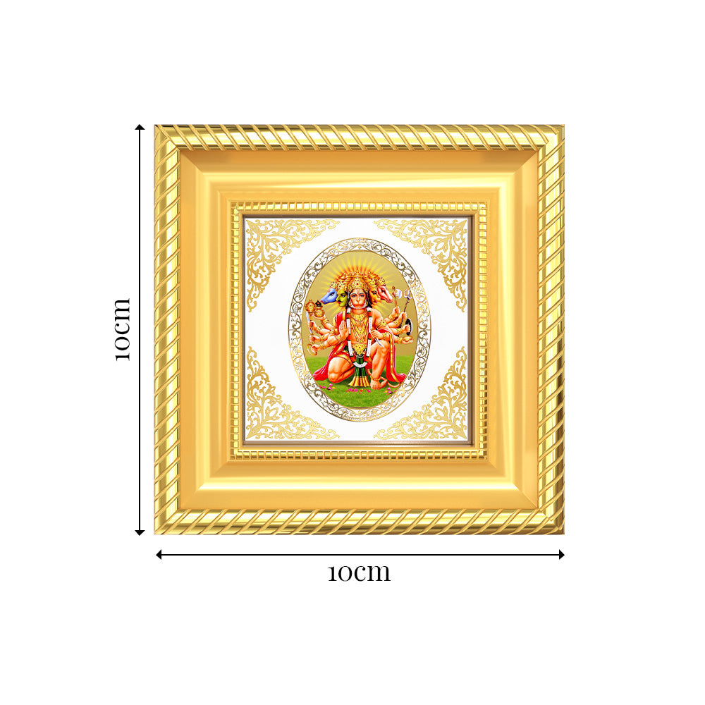 Panchmukhi Hanuman | Divine Five-Faced Hanuman Royal Tabletop Photo Frame in 24K Gold Plated Foil