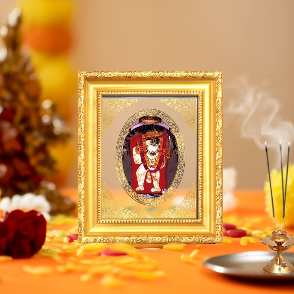 Mehandipur Balaji Divine Hanuman Sacred Protection & Negative Energy Removal Royal Tabletop Frame in 24K Gold Plated Foil