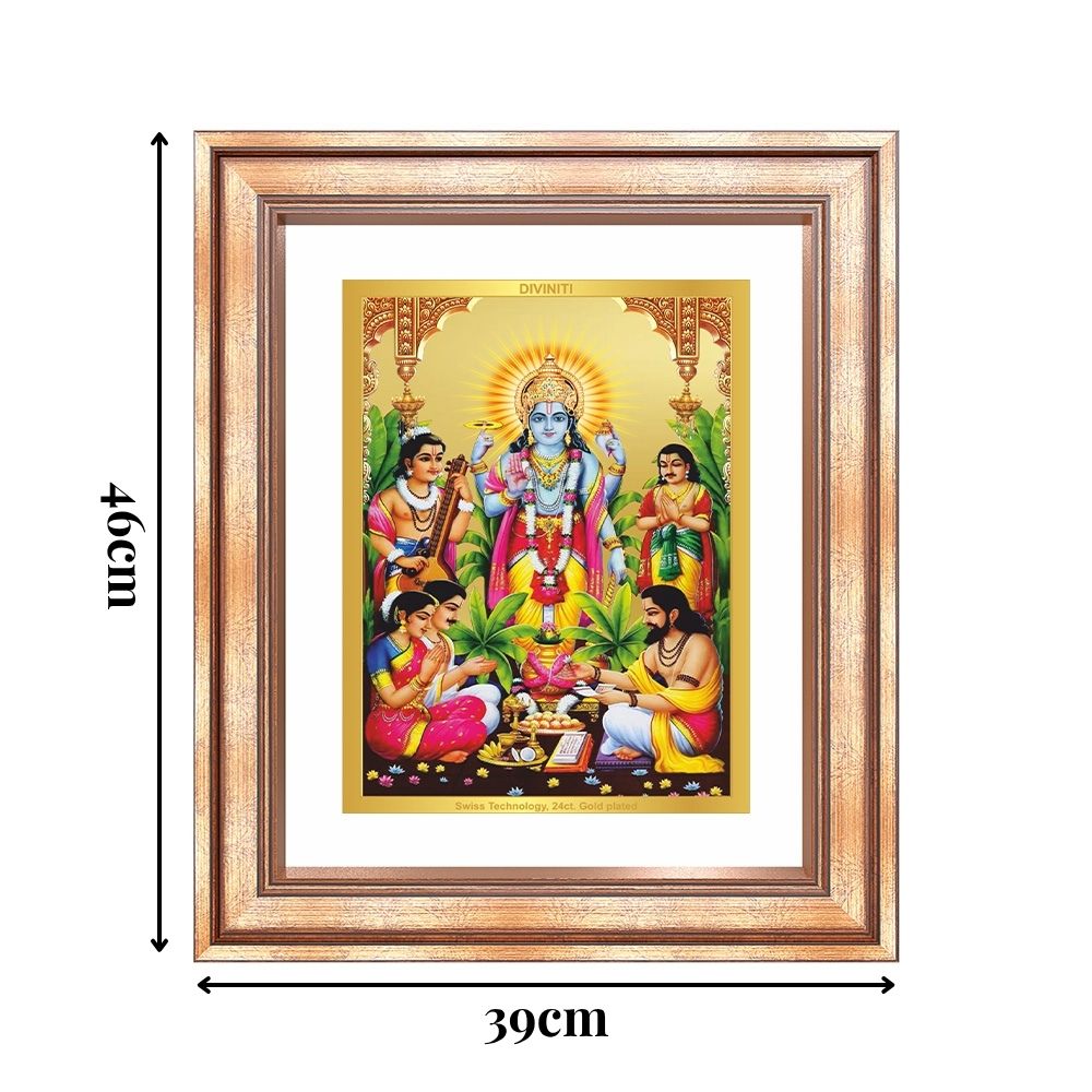 Diviniti 24K Gold Plated Satyanarayan (Classic) Divine Wall Frame for Home Mandir & Office Decor | Luxury Spiritual Gift