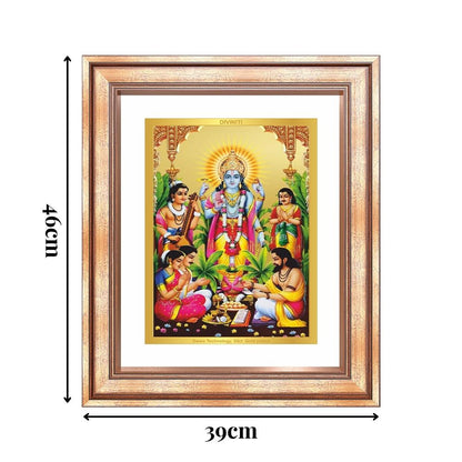 Diviniti 24K Gold Plated Satyanarayan (Classic) Divine Wall Frame for Home Mandir & Office Decor | Luxury Spiritual Gift