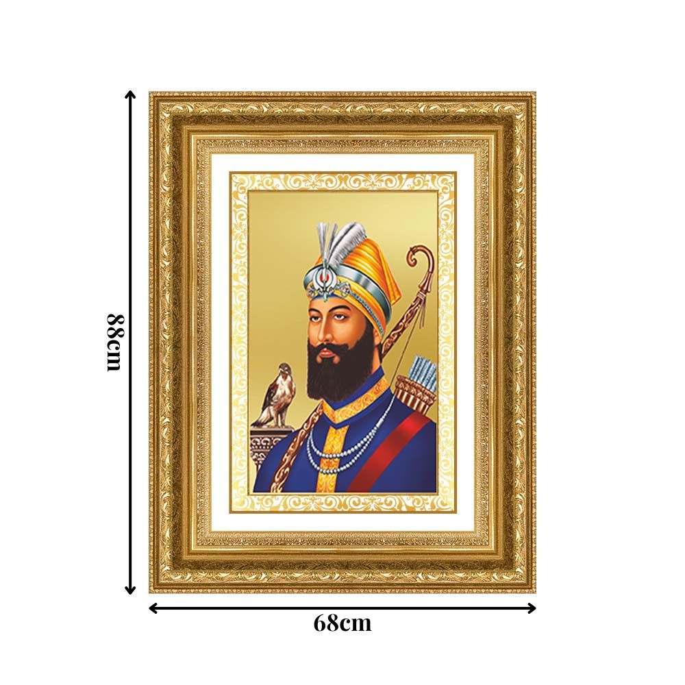 Diviniti 24K Gold Plated Guru Gobind Singh Ji (Classic) Sacred Sikh Wall Frame for Home Decor & Office Ambiance | Premium Spiritual Gift