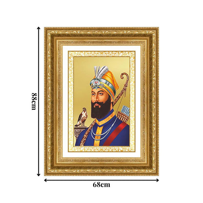 Diviniti 24K Gold Plated Guru Gobind Singh Ji (Classic) Sacred Sikh Wall Frame for Home Decor & Office Ambiance | Premium Spiritual Gift