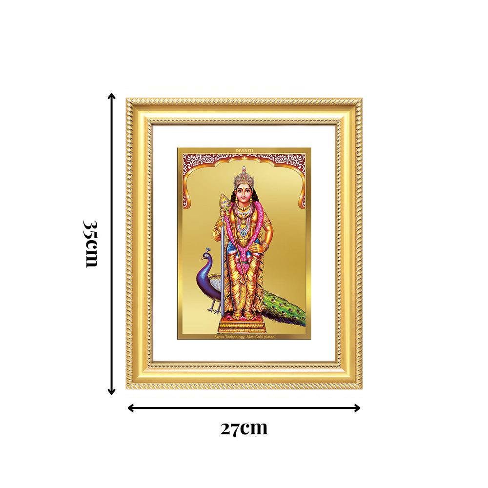 Diviniti 24K Gold Plated Murugan (Classic) Divine Wall Frame for Home Mandir & Office Decor | Luxury Spiritual Gift