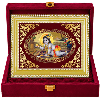 24K Gold-Plated Laddu Gopal Frame | Premium Gift Box | 26x20 CM