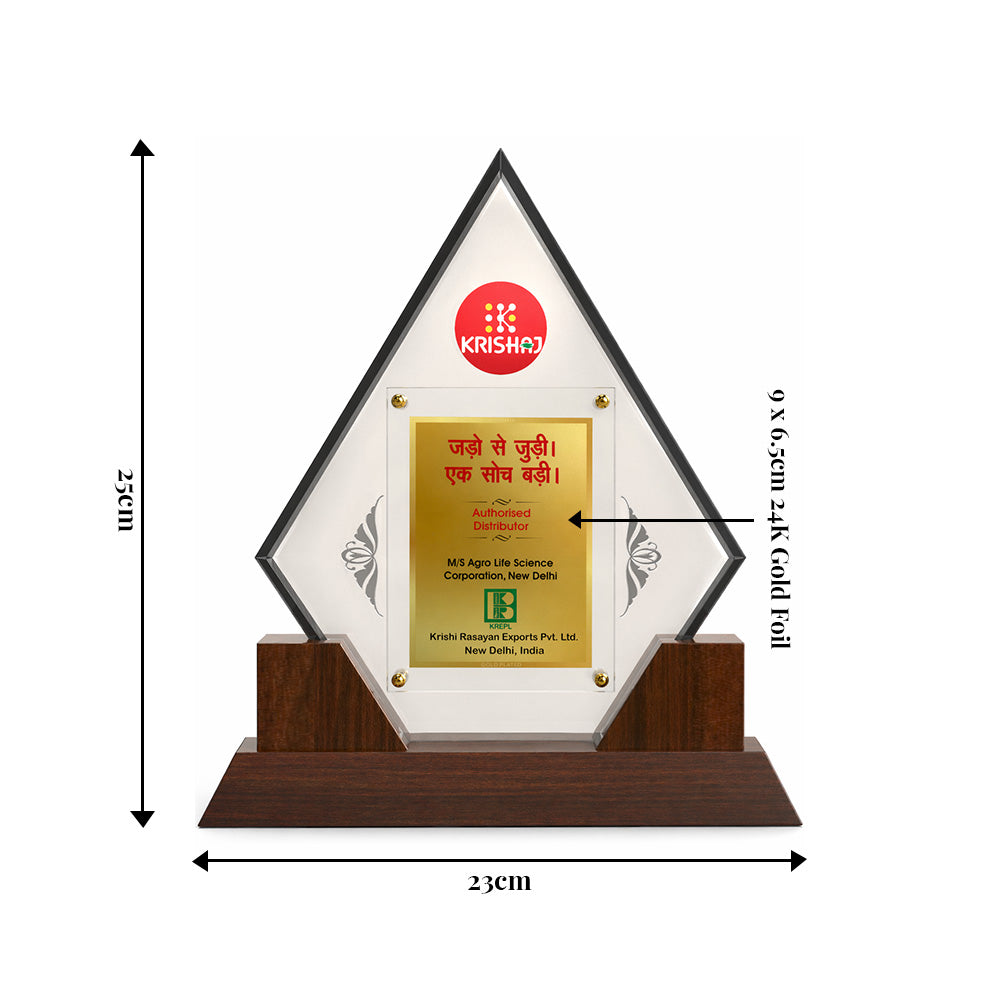 Customized Trophy with Matter Printed on 24K Gold Plated Foil | Luxury Personalized Award | Premium Corporate Gift Plaque