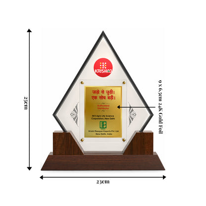Customized Trophy with Matter Printed on 24K Gold Plated Foil | Luxury Personalized Award | Premium Corporate Gift Plaque