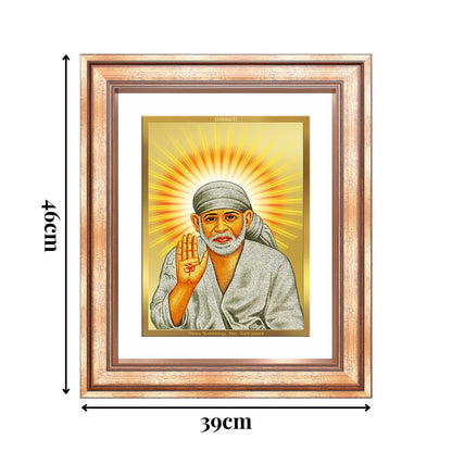 Diviniti 24K Gold Plated Sai Baba With Blessings (Classic) Divine Wall Frame for Home Mandir & Office Decor | Luxury Spiritual Gift