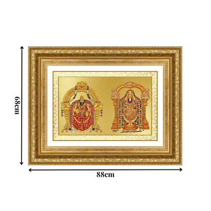 Diviniti 24K Gold Plated Padmavati And Balaji (Classic) Divine Wall Frame for Home Mandir & Office Decor | Luxury Spiritual Gift