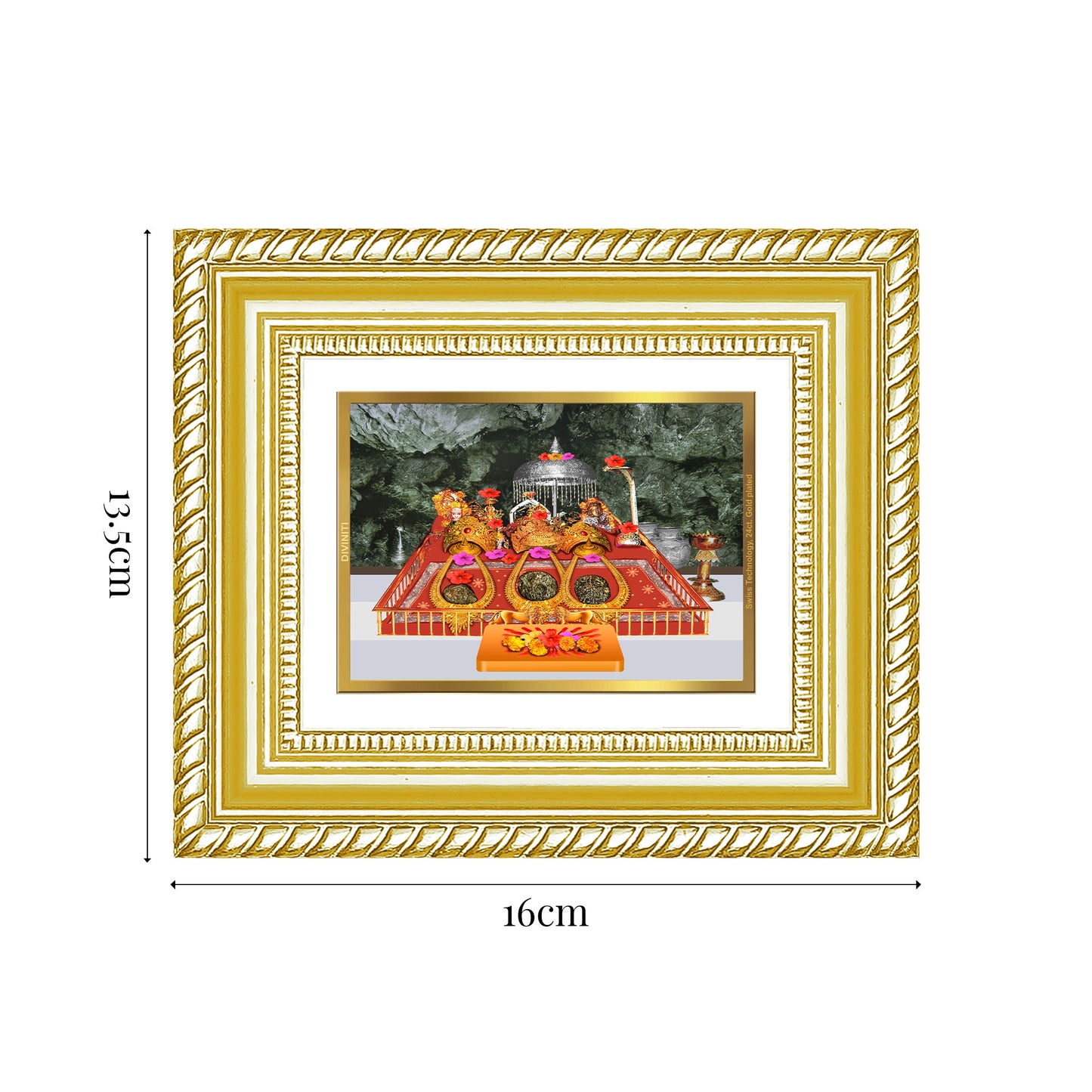 Diviniti 24K Gold Plated Mata Ka Darbar Divine Table Top Frame for Home Mandir & Office Decor | Luxury Spiritual Gift