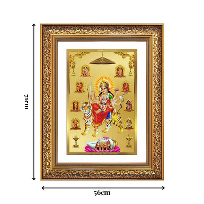 Diviniti 24K Gold Plated Nav Durga (Classic) Divine Wall Frame for Home Mandir & Office Decor | Luxury Spiritual Gift