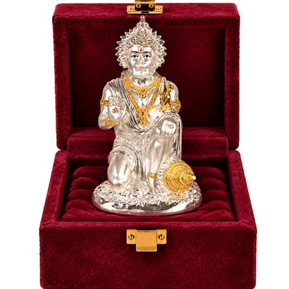 999 Silver-Plated Dual-Tone Hanuman Idol | Premium Gift Box | 19.5x11 CM