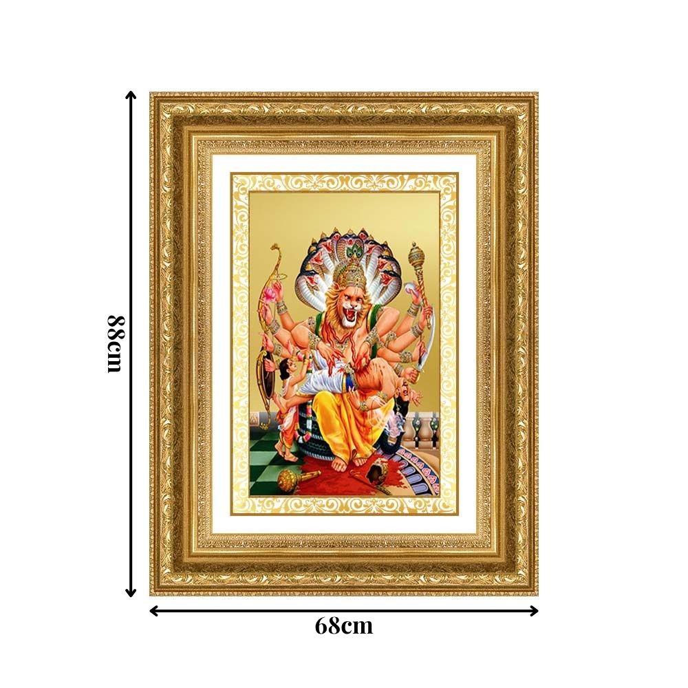 Diviniti 24K Gold Plated Narasimha (Classic) Divine Wall Frame for Home Mandir & Office Decor | Luxury Spiritual Gift