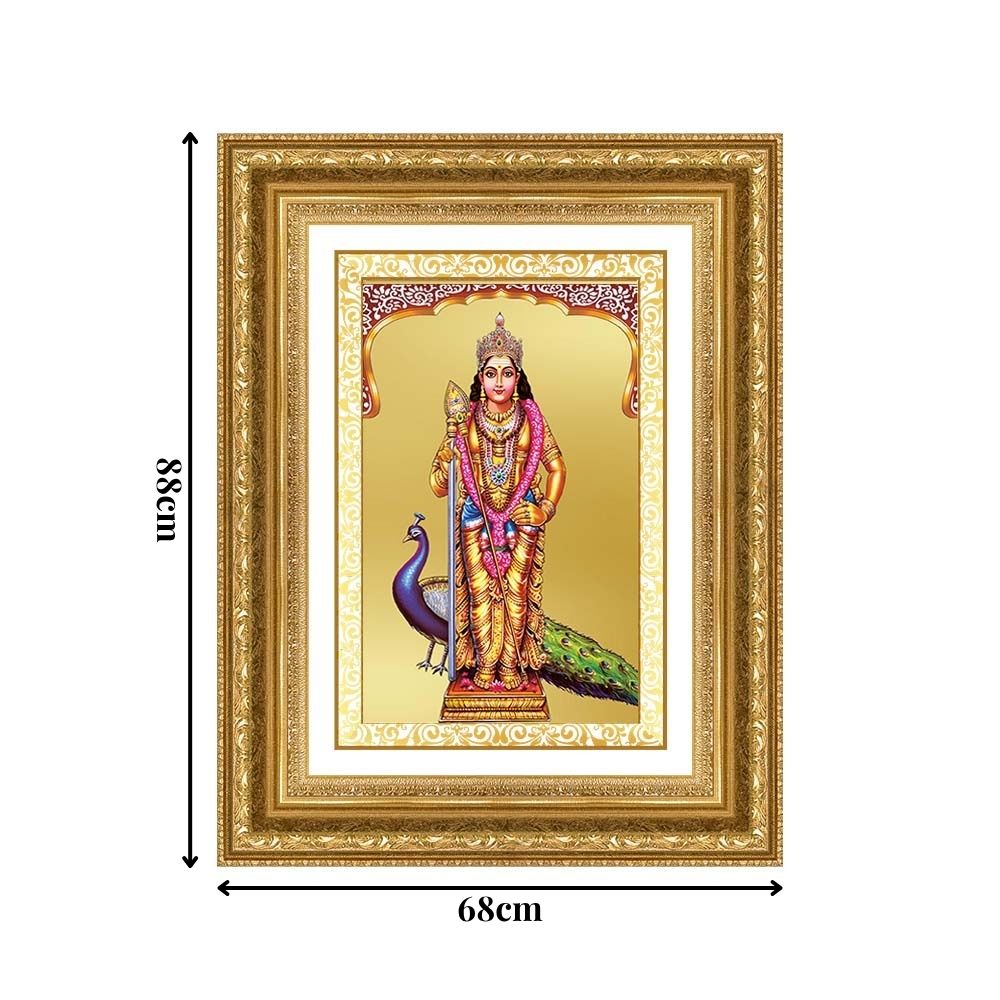 Diviniti 24K Gold Plated Murugan (Classic) Divine Wall Frame for Home Mandir & Office Decor | Luxury Spiritual Gift