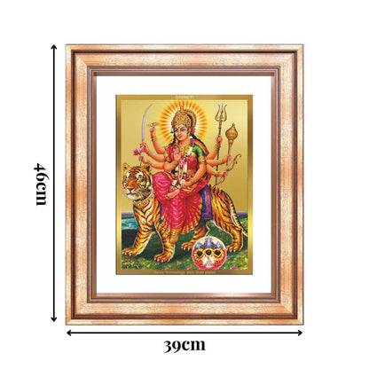 Diviniti 24K Gold Plated Durga - Sherawali Mata With Pind (Classic) Divine Wall Frame for Home Mandir & Office Decor | Luxury Spiritual Gift