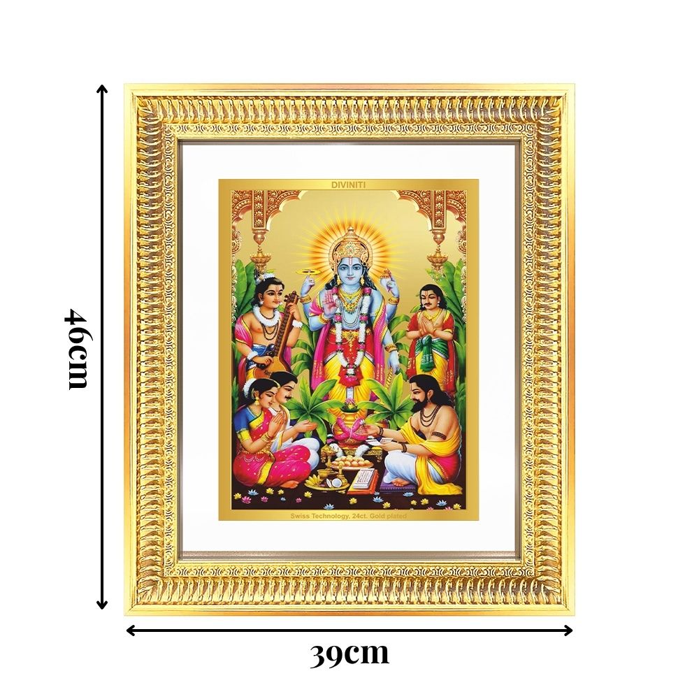 Diviniti 24K Gold Plated Satyanarayan (Classic) Divine Wall Frame for Home Mandir & Office Decor | Luxury Spiritual Gift