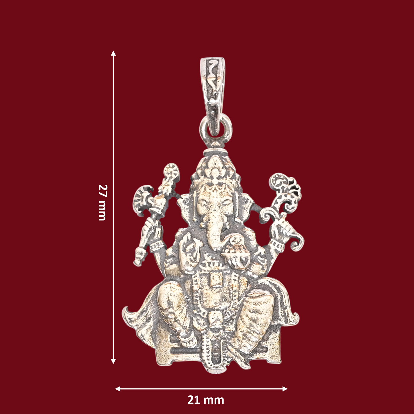 925 Pure Silver Ganesha Pendant for Men, Women & Kids Divine God Pendant for Birthday, Anniversary, Special Occasion Gift (2.7x2.1 cm, 11g)