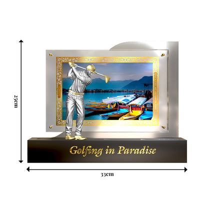 Diviniti 999 Silver Plated Golf Statue with 24K Gold Plated Foil | Premium Golf Award | Luxury Sports Trophy