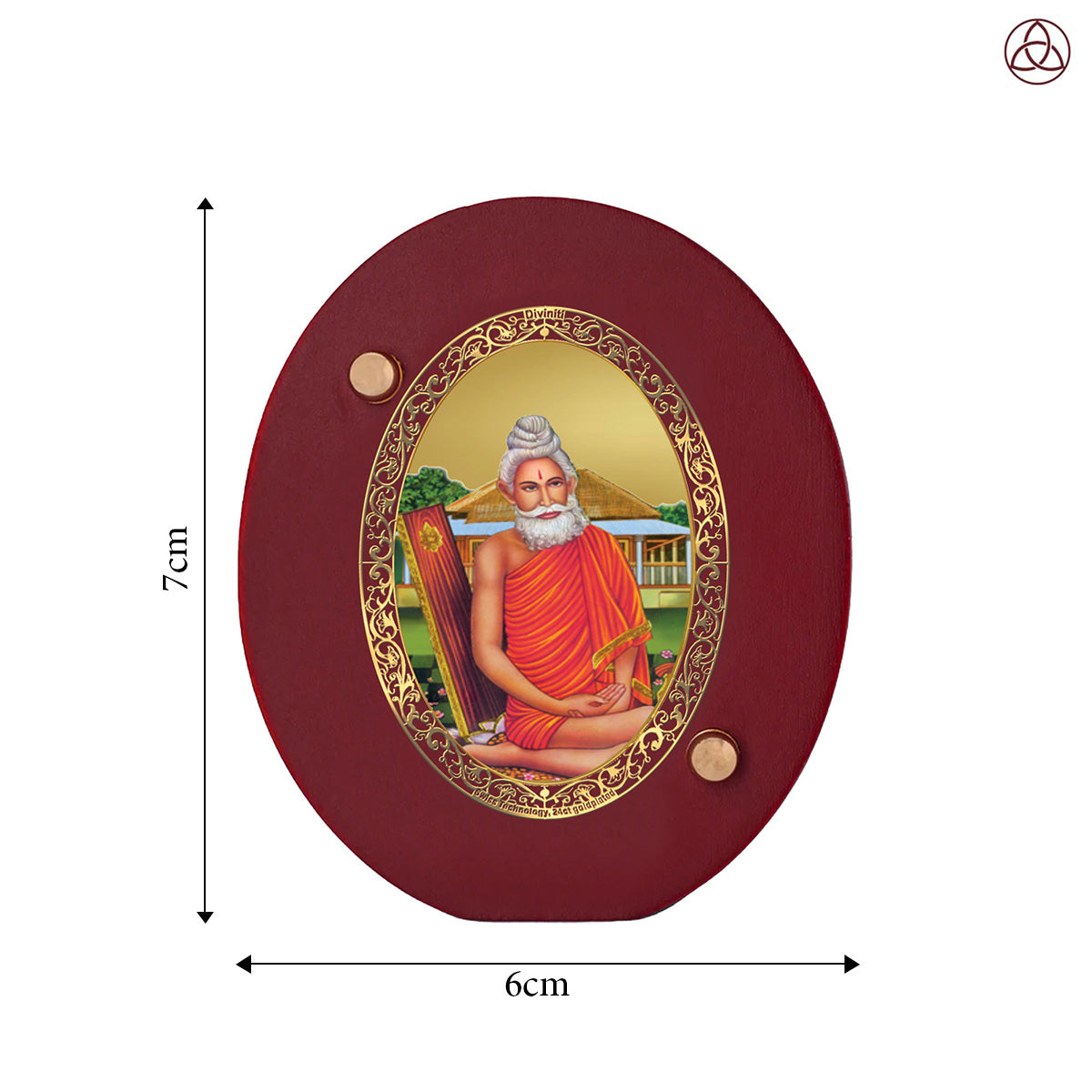 Baba Lokenath Car Dashboard & Tabletop Photo Frame, 24K gold-plated, 7x6 cm, intricate design.