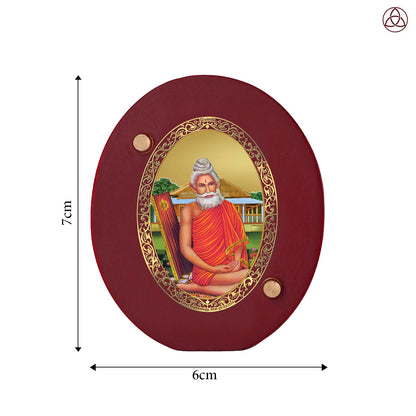 Baba Lokenath Car Dashboard & Tabletop Photo Frame, 24K gold-plated, 7x6 cm, intricate design.