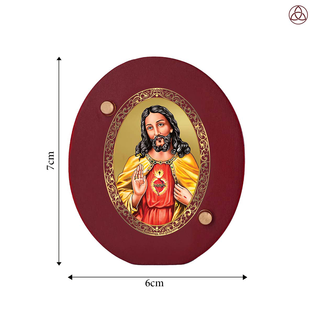 Jesus Christ Car Dashboard & Tabletop Photo Frame, 24K gold-plated, 7x6 cm, intricate design.