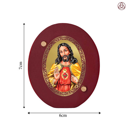 Jesus Christ Car Dashboard & Tabletop Photo Frame, 24K gold-plated, 7x6 cm, intricate design.