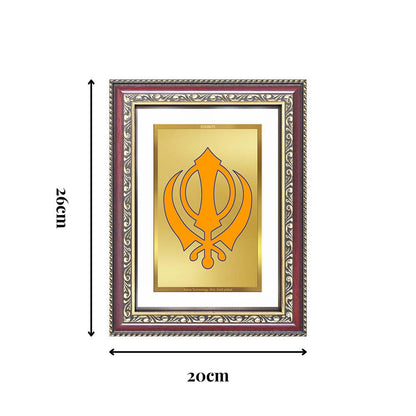 Diviniti 24K Gold Plated Khanda Sahib (Classic) Divine Wall Frame for Home Mandir & Office Decor | Luxury Spiritual Gift