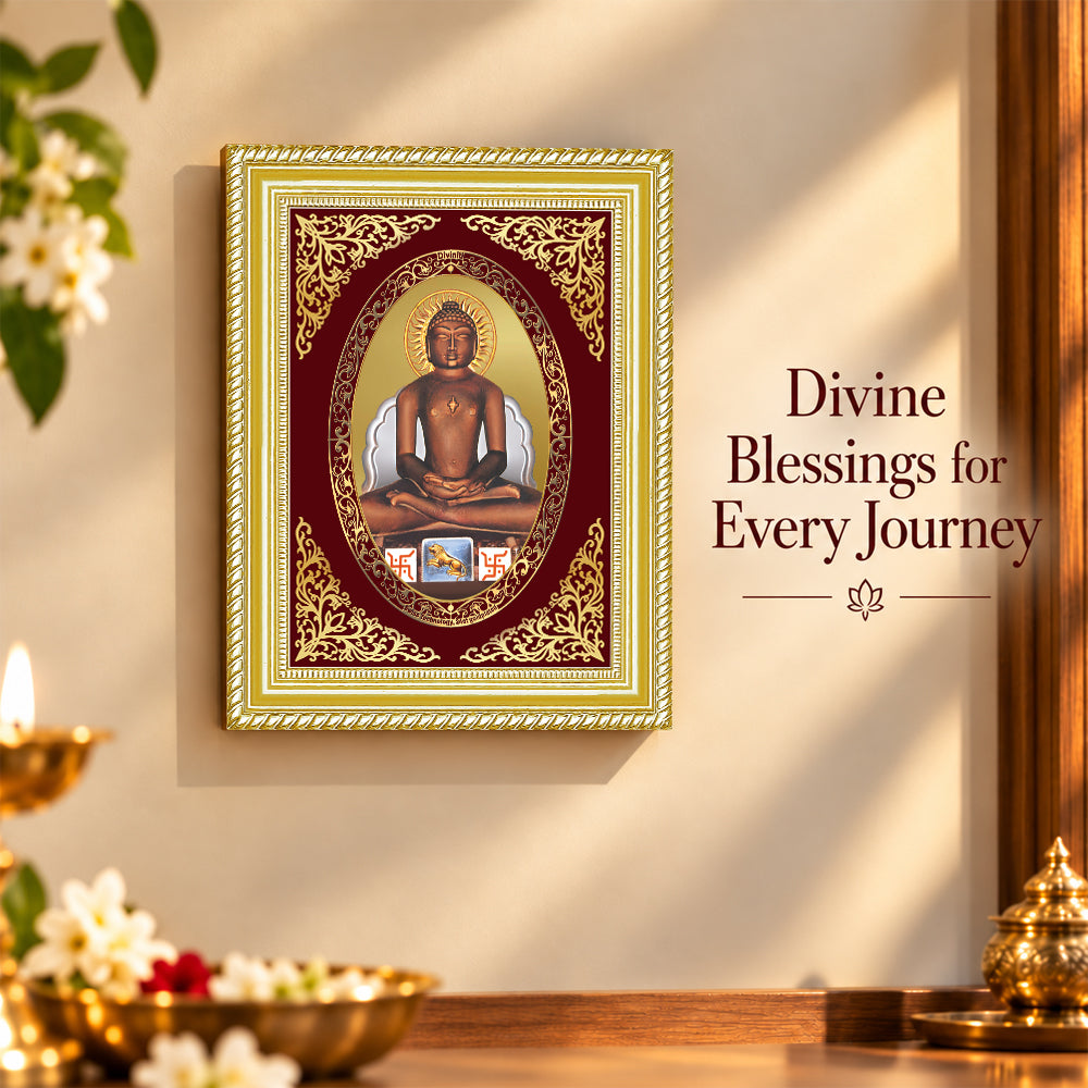 24K Gold-Plated Lord Mahavir Frame | Premium Gift Box | 26x20 CM