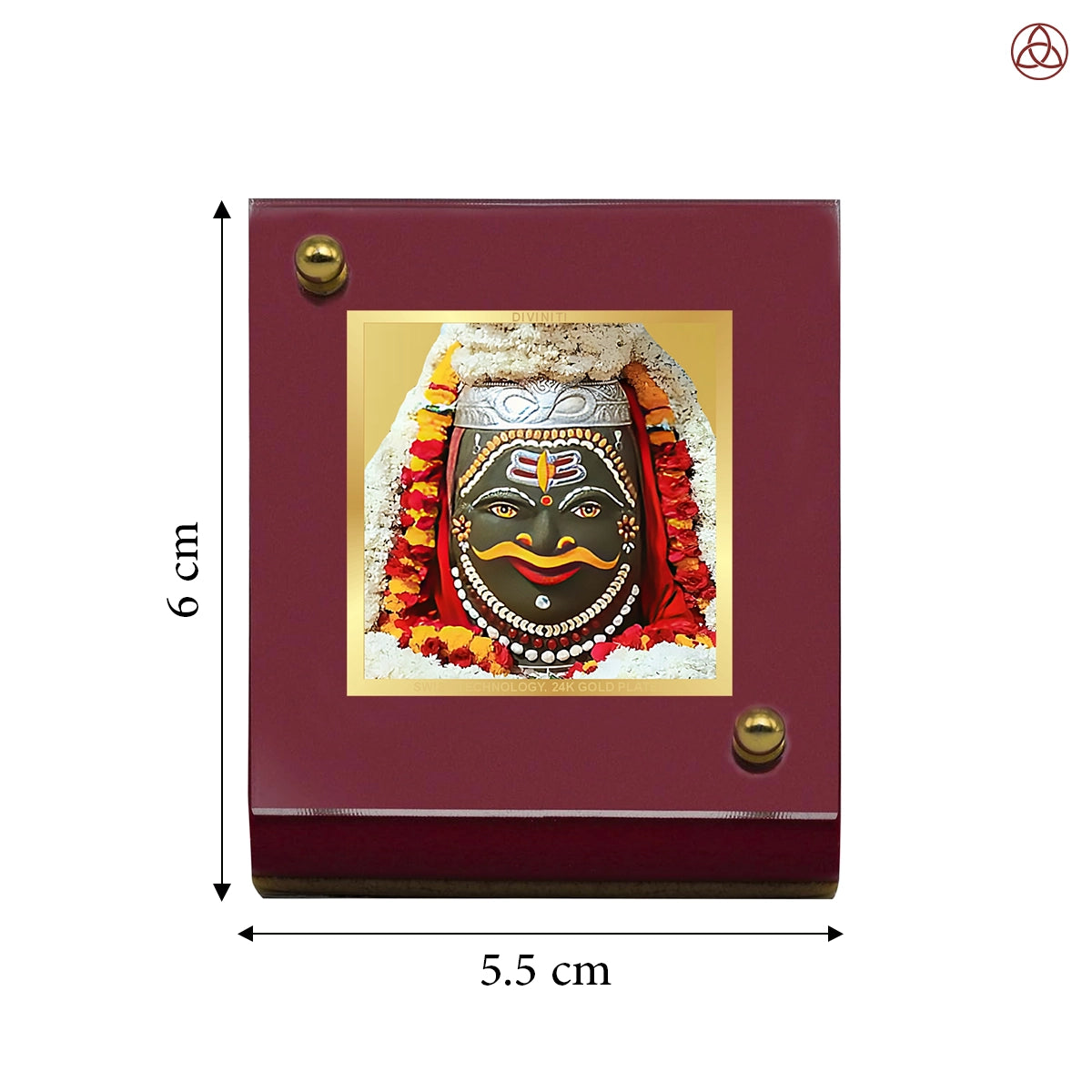 Mahakaleshwar Shiv Car Dashboard Frame | 24K Gold Plated Foil Religious Idol Photo Frame for Car, Home & Office | Mahakal Spiritual Decor for Protection, Positivity & Blessings