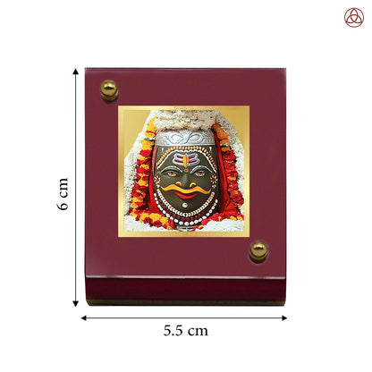 Mahakaleshwar Shiv Car Dashboard Frame | 24K Gold Plated Foil Religious Idol Photo Frame for Car, Home & Office | Mahakal Spiritual Decor for Protection, Positivity & Blessings