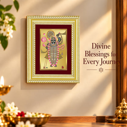 24K Gold-Plated Shrinath Ji Frame | Premium Gift Box | 21.5x17.5 CM