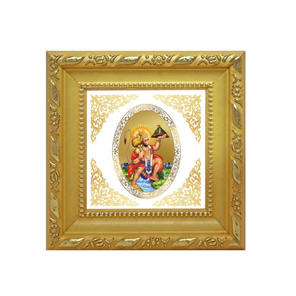 Hanuman with Mountain | Divine Sanjeevani Form Royal Tabletop Photo Frame in 24K Gold Plated Foil