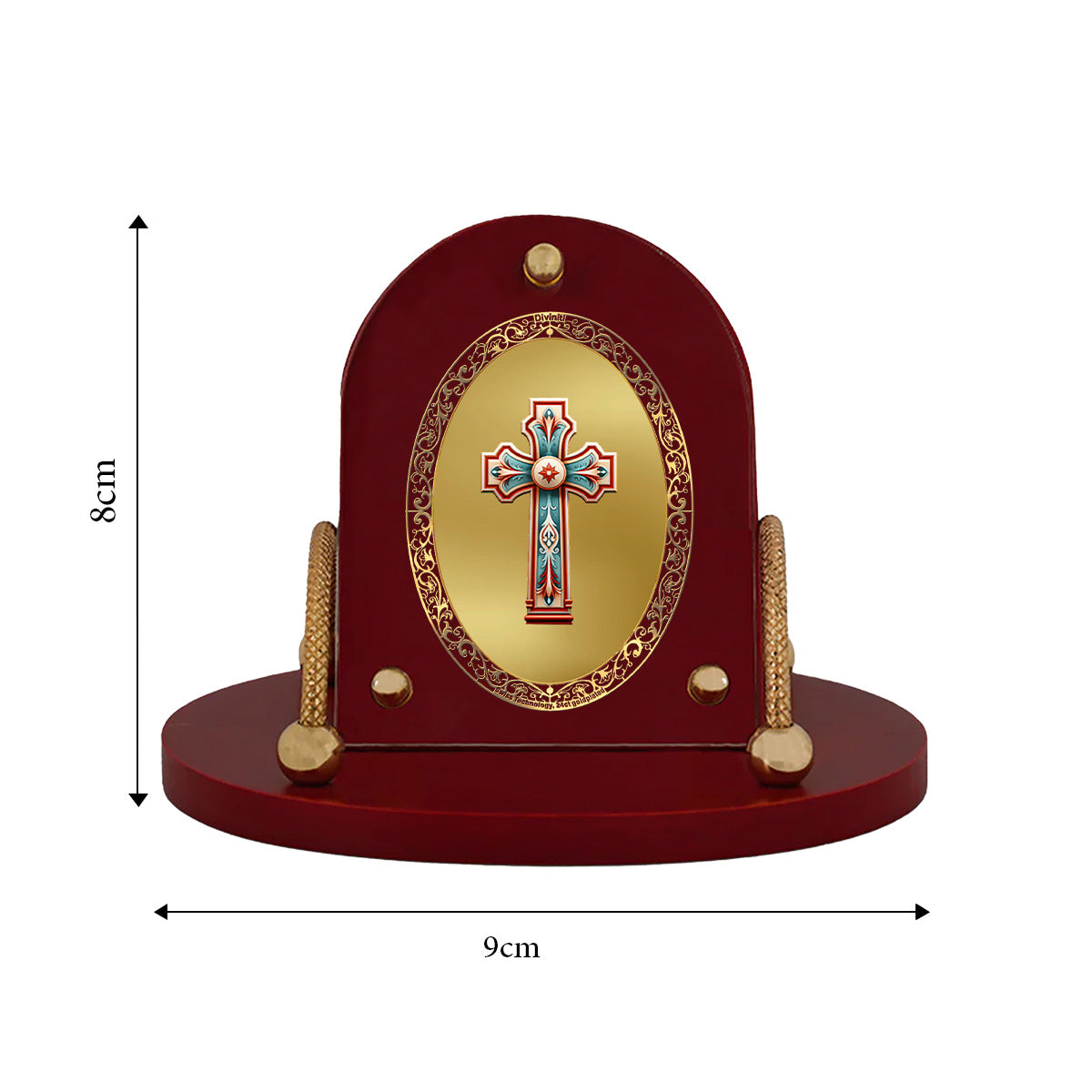 Holy Cross | Divine Christian Cross Car Dashboard & Tabletop Photo Frame in 24K Gold Plated Foil