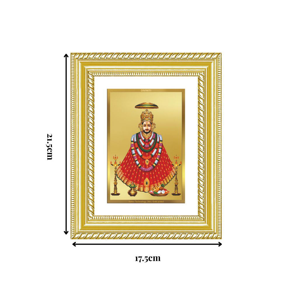 Diviniti 24K Gold Plated Khatu Shyam (Classic) Divine Wall and Table Top Frame for Home Mandir & Office Decor | Luxury Spiritual Gift