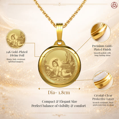 Diviniti 24K Gold Plated Laddu Gopal & Bal Gopal Pendant – 18mm Double-Sided Spiritual Pendant