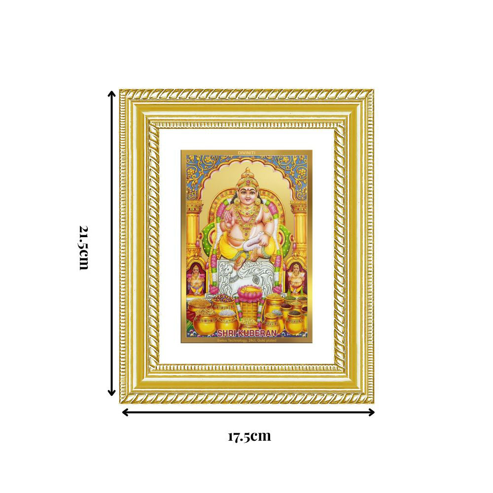 Diviniti 24K Gold Plated Kuber (Classic) Divine Wall and Table Top Frame for Home Mandir & Office Decor | Luxury Spiritual Gift