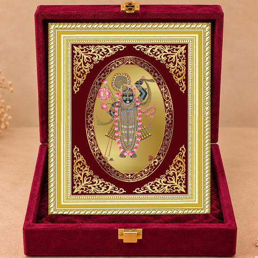 24K Gold-Plated Shrinath Ji Frame | Premium Gift Box | 35x27 CM