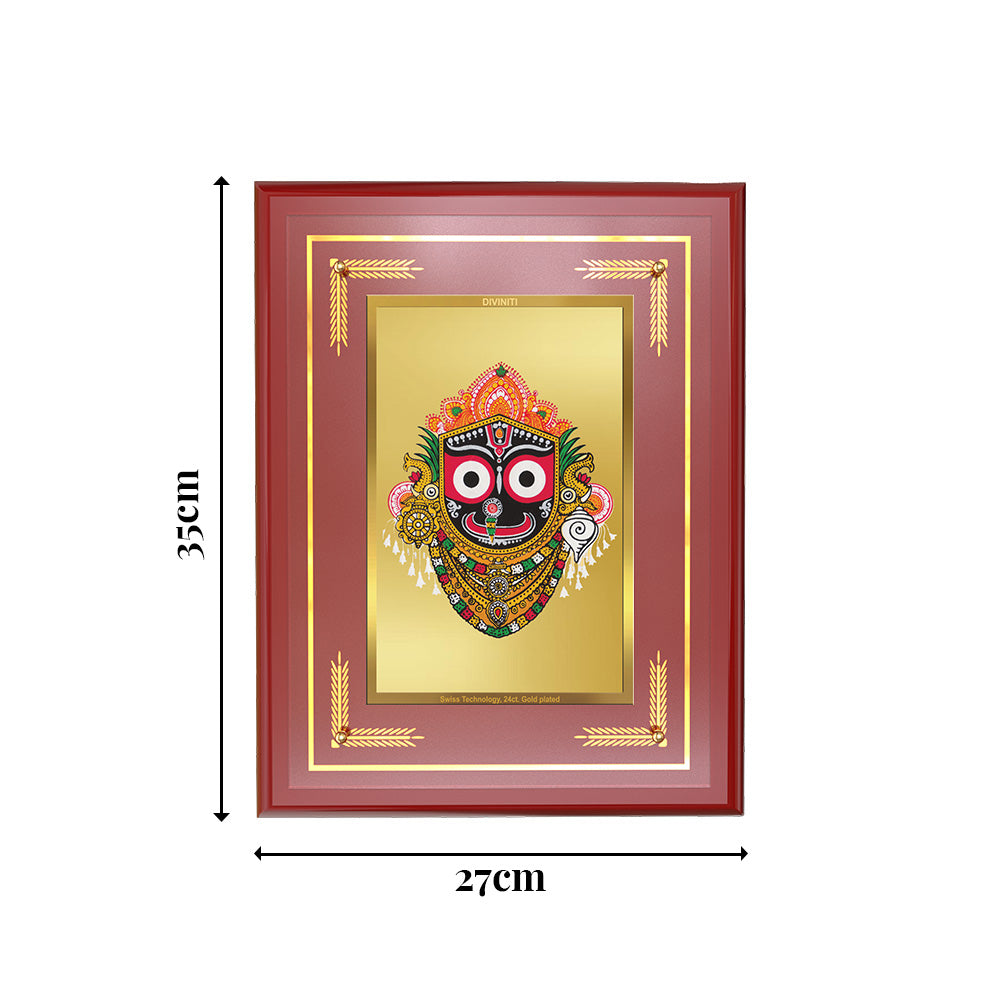 Diviniti 24K Gold Plated Lord Jagannath Blessing Tabletop Photo Frame | Divine Protection, Compassion & Spiritual Grace