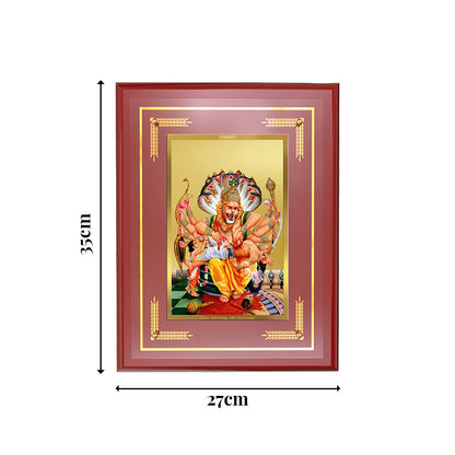 Diviniti 24K Gold Plated Lord Narasimha Blessing Tabletop Photo Frame | Protection, Strength & Divine Grace