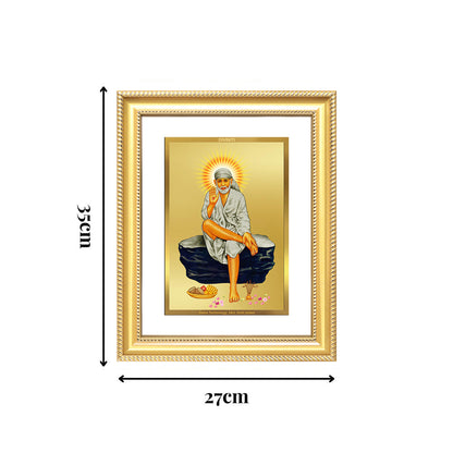 Diviniti 24K Gold Plated Sai Baba (Classic) Divine Wall Frame for Home Mandir & Office Decor | Luxury Spiritual Gift