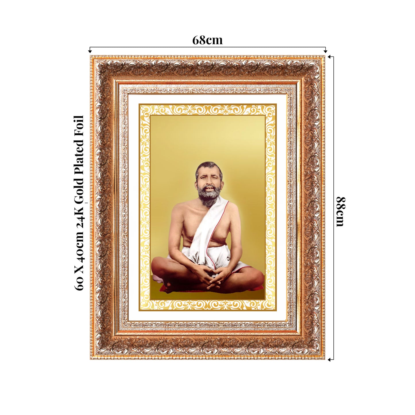 Sri Ramakrishna Paramahamsa | Enlightened Mystic of Bhakti & Vedanta Wall Photo Frame in 24K Gold Plated Foil
