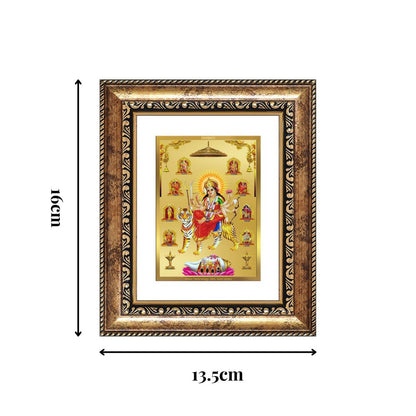 Diviniti 24K Gold Plated Nav Durga Divine Table Top Frame for Home Mandir & Office Decor | Luxury Spiritual Gift
