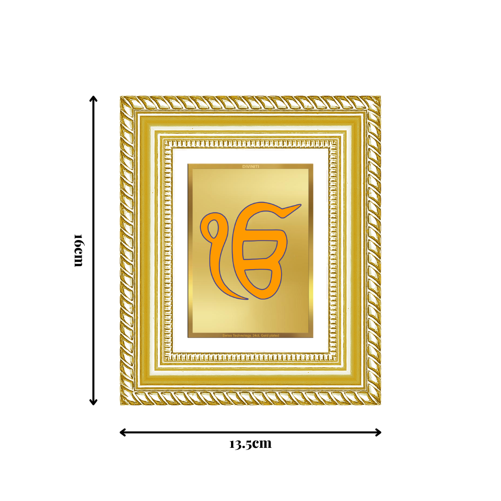 Diviniti 24K Gold Plated Ik Omkar Divine Table Top Frame for Home Mandir & Office Decor | Luxury Spiritual Gift