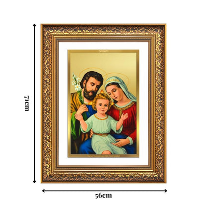 Diviniti 24K Gold Plated Holy Family (Classic) Divine Wall Frame for Home Mandir & Office Decor | Luxury Spiritual Gift
