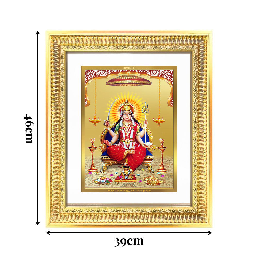 Diviniti 24K Gold Plated Santoshi Mata (Classic) Divine Wall Frame for Home Mandir & Office Decor | Luxury Spiritual Gift