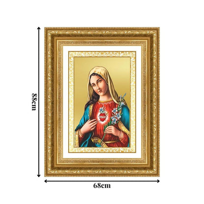 Diviniti 24K Gold Plated Mother Mary (Classic) Divine Wall Frame for Home Mandir & Office Decor | Luxury Spiritual Gift