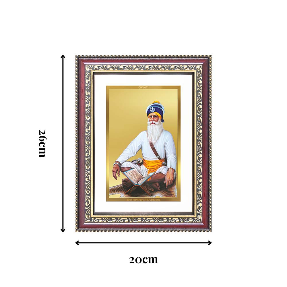 Diviniti 24K Gold Plated Baba Deep Singh Sacred Sikh Wall Frame for Home Decor & Office Ambiance | Premium Spiritual Gift
