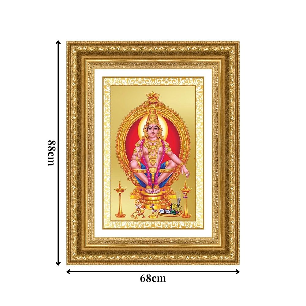 Diviniti 24K Gold Plated Ayyappan Divine Wall Frame for Home Mandir & Office Decor | Luxury Spiritual Gift