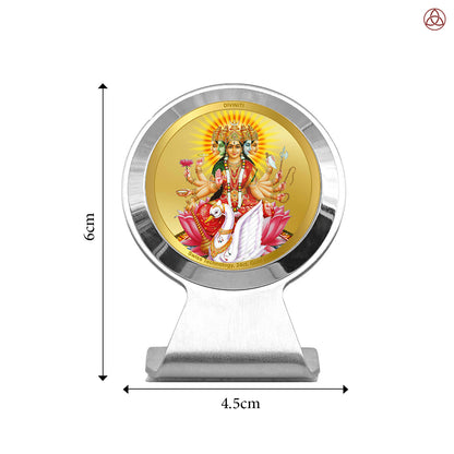 Gayatri Mata | Divine Goddess Gayatri Car Dashboard & Tabletop Photo Frame in 24K Gold Plated Foil